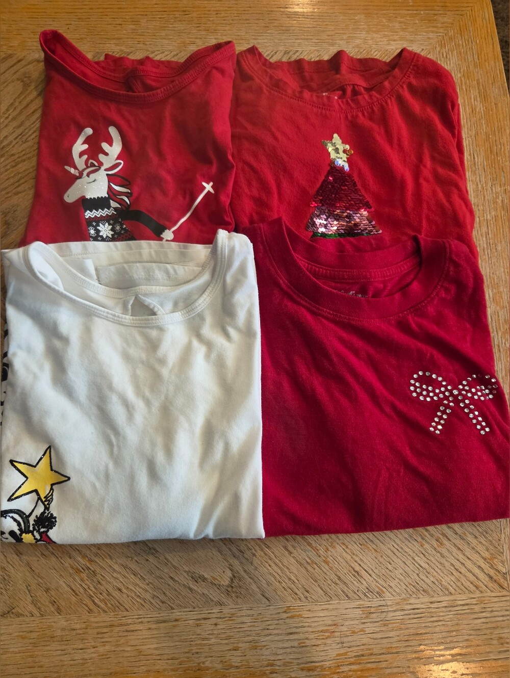 Set Of 4 Kids Holiday Graphic Tee Pack - Red & White. Size 10